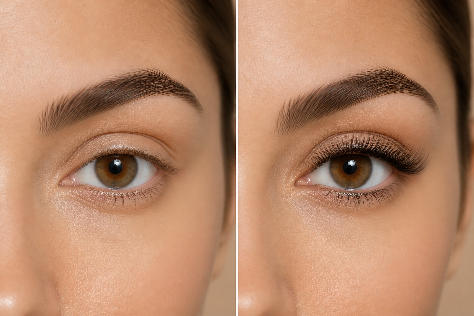 Before and after lash comparison